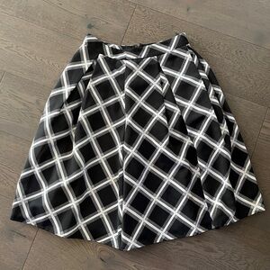 Express Black and White Plaid A-Line Oxford Skirt